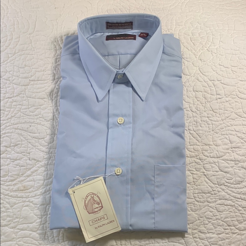 Ralph Lauren Chaps Men's Light Blue Dress Shirt Size 15 32-33 NEW Front pocket
